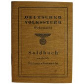 Volkssturm Soldbuch alemán, expedido al Volkssturmmann (Vstm) Rottenmeier Franz